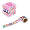 Hello Kitty themed washi tape roll shown next to its pink gingham retail box on a white background.