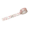 A roll of washi tape with a cute cat pattern, partially unrolled to show the pattern on a clean white background.