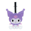 A purple glitter Kuromi character hair clip with a silver metal spring mechanism at the top, set against a plain white background.