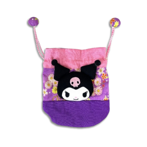 Sanrio_Kuromi_Face_Floral_Drawstring_Bag