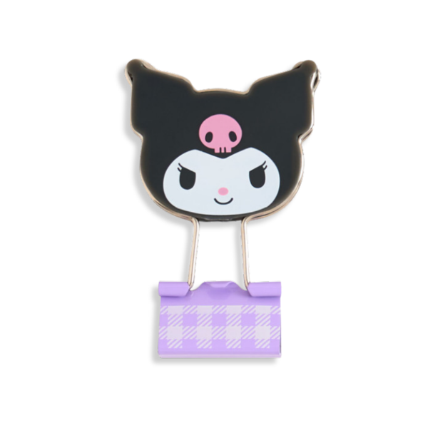 Sanrio Kuromi Gingham Binder Clips 3-pcs Set 2