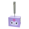 A lavender purple toilet paper holder with a cartoon character face and a gray plastic handle, shown on a plain white background.