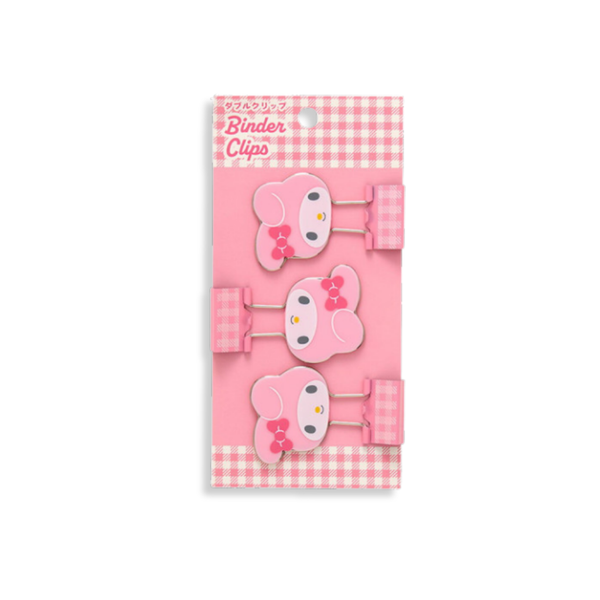 Sanrio My Melody Gingham Binder Clips 3-pcs Set