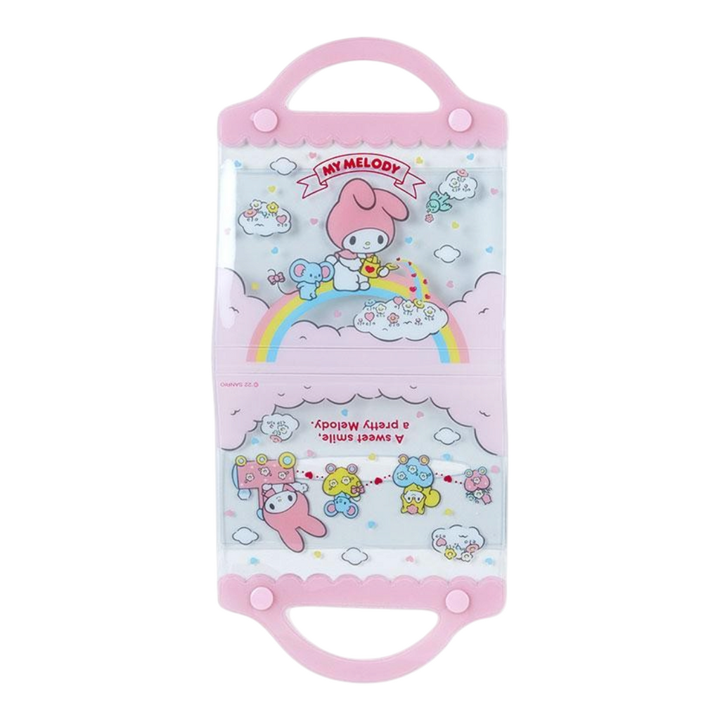 Twinkle Glory My Melody pink PVC carrying case with cute character graphics and rainbow design