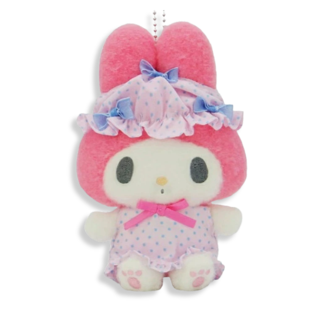 Sanrio My Melody Nightcap Ribbon Plush Mascot Keychain