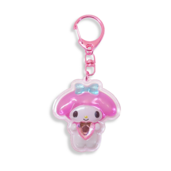 Sanrio My Melody Plump 3D Heart Crystal Acrylic Keychain