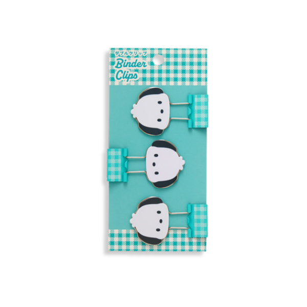 Sanrio Pachacco Gingham Binder Clips 3-pcs Set