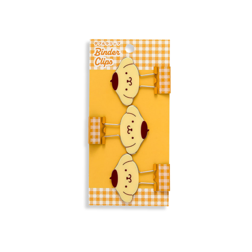 Sanrio Pompompurin Gingham Binder Clips 3-pcs Set
