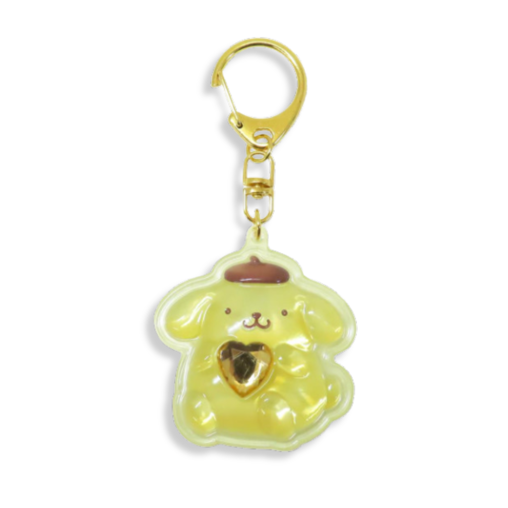 Sanrio Pompompurin Plump 3D Heart Crystal Acrylic Keychain