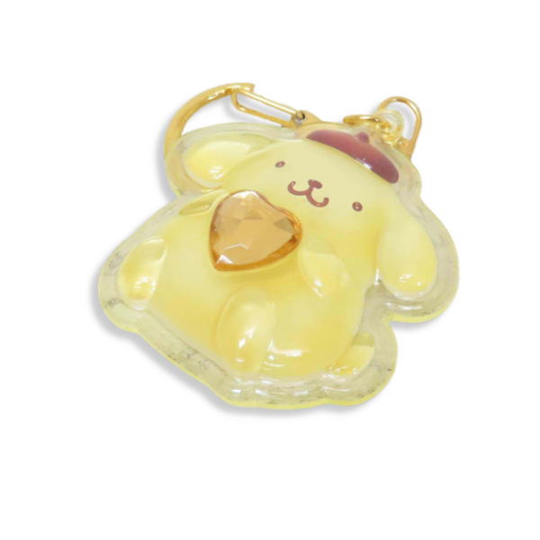 Sanrio Pompompurin Plump 3D Heart Crystal Acrylic Keychain
