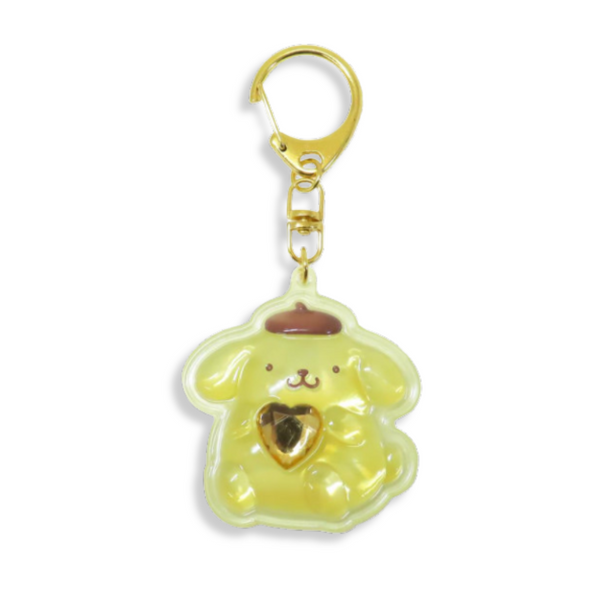 Sanrio Pompompurin Plump 3D Heart Crystal Acrylic Keychain