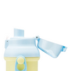 Twinkle Glory Crayon Shin-Chan water bottle with a light blue push-open lid and yellow body
