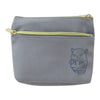 Twinkle Glory grey multi-pouch with Kuromi character applique embroidery and yellow zipper.