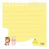 Twinkle Glory yellow lined memo pad note paper with cute bear, rabbit, and chick character illustrations.
