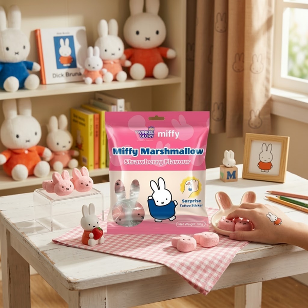Twinkle Glory Miffy Strawberry Marshmallow with Tattoo Sticker 80g
