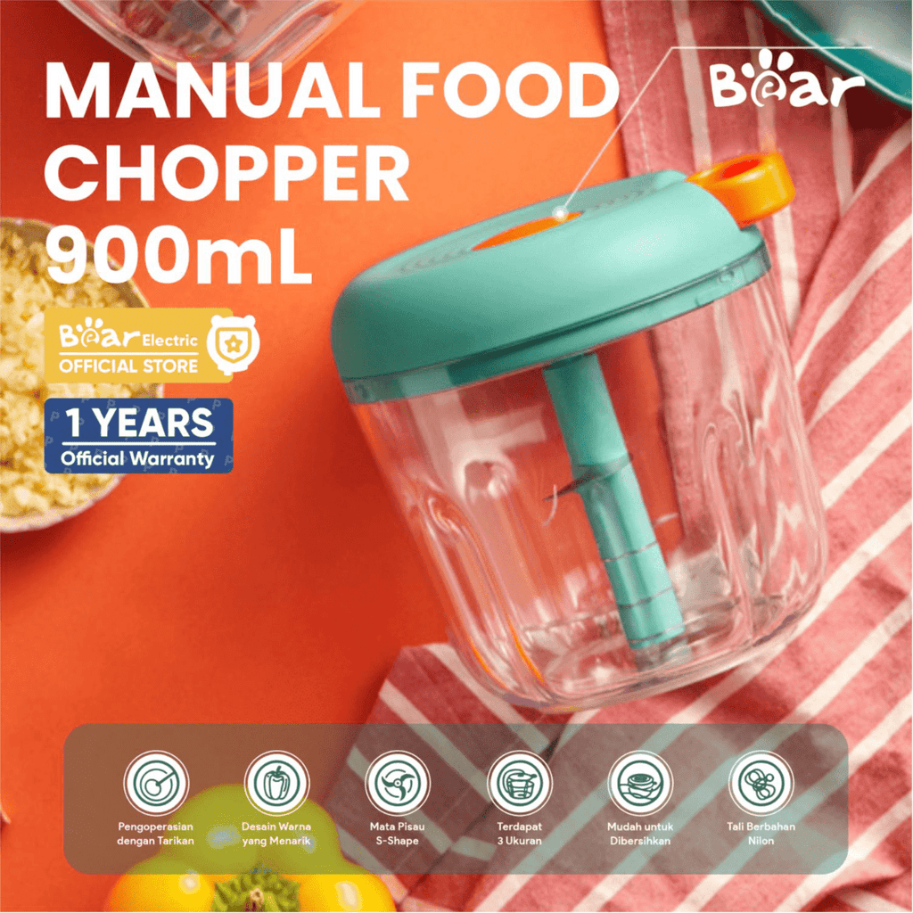 Bear Manual Food Chopper 900ml CX - D0005 - Twinkle Glory
