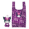 Twinkle Glory Sanrio Kuromi plush in a purple sakura kimono with a matching floral print reusable eco bag