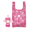 Twinkle Glory My Melody plush mascot in a pink sakura kimono with a matching floral reusable eco bag