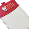 Twinkle Glory Hello Kitty synthetic leather pass case in red and white with gold embossed character details