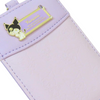 Twinkle Glory Sanrio Kuromi purple synthetic leather retractable pass case with gold embossed character details