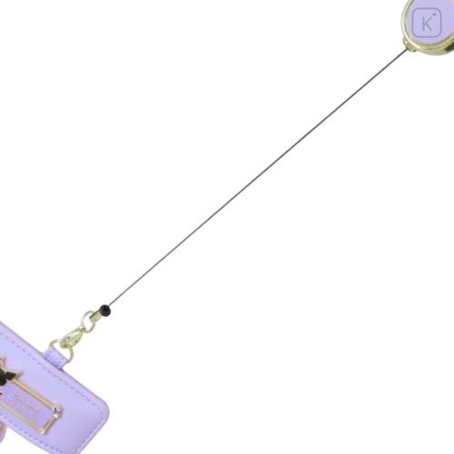 Twinkle Glory Sanrio Kuromi purple synthetic leather retractable pass case with gold embossed character detail