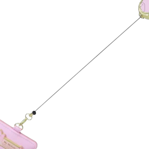 Twinkle Glory Sanrio My Melody pink synthetic leather retractable pass case with gold embossed details