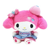 Twinkle Glory Sanrio My Melody plush doll wearing a pink cap and denim skirt with Y2K style embroidery details