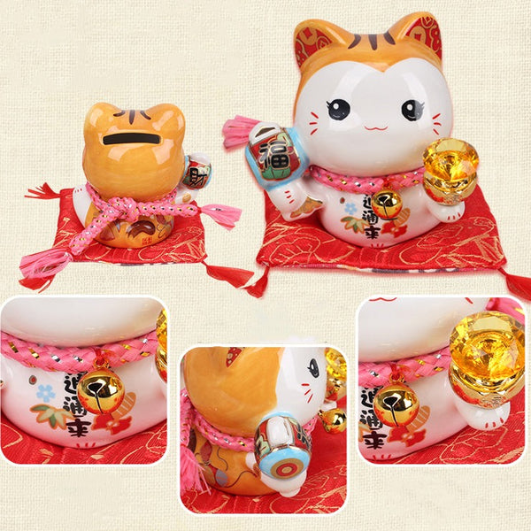 Jinsh Citrine And Lucky Mallet Yellow Lucky Cat 9cm