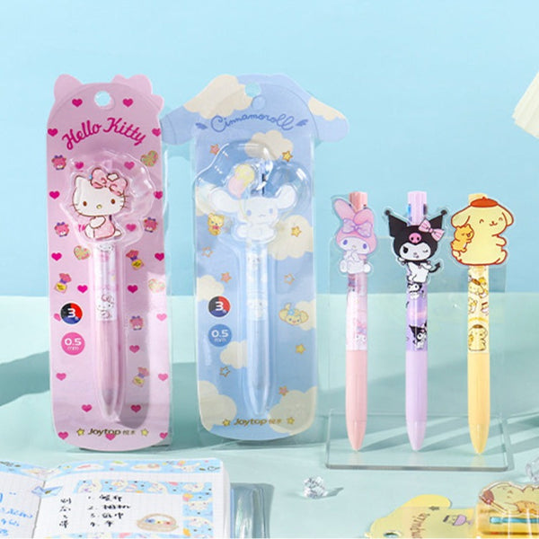 Joytop Sanrio Characters Three Colors Ballpoint Pen With Character Pattern Clip 0.5mm