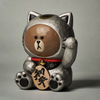 Line Friends Fukuheya Maneki Neko Brown 18cm