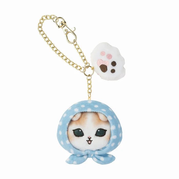 Mofusand Polka Dot Scarf Cat Face & Paw Charm Keychain - Twinkle Glory