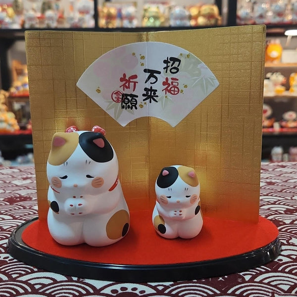 Praying Tri Colour Lucky Cat Set