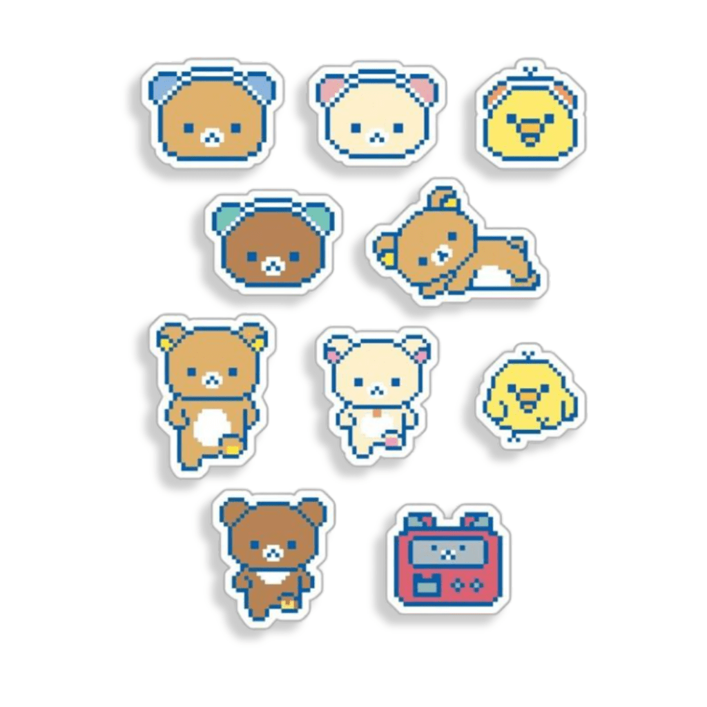 San - x Rilakkuma Gaming Clear Seal Bits Pixel Art Sticker Pack - Twinkle Glory