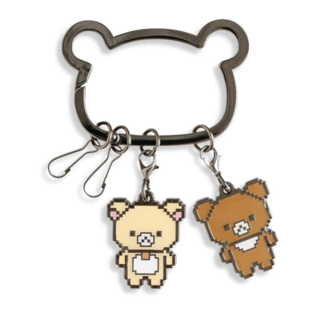 San - x Rilakkuma Korilakkuma & Chairoikoguma Gaming Pixel Art Metal Carabiner Keychain - Twinkle Glory