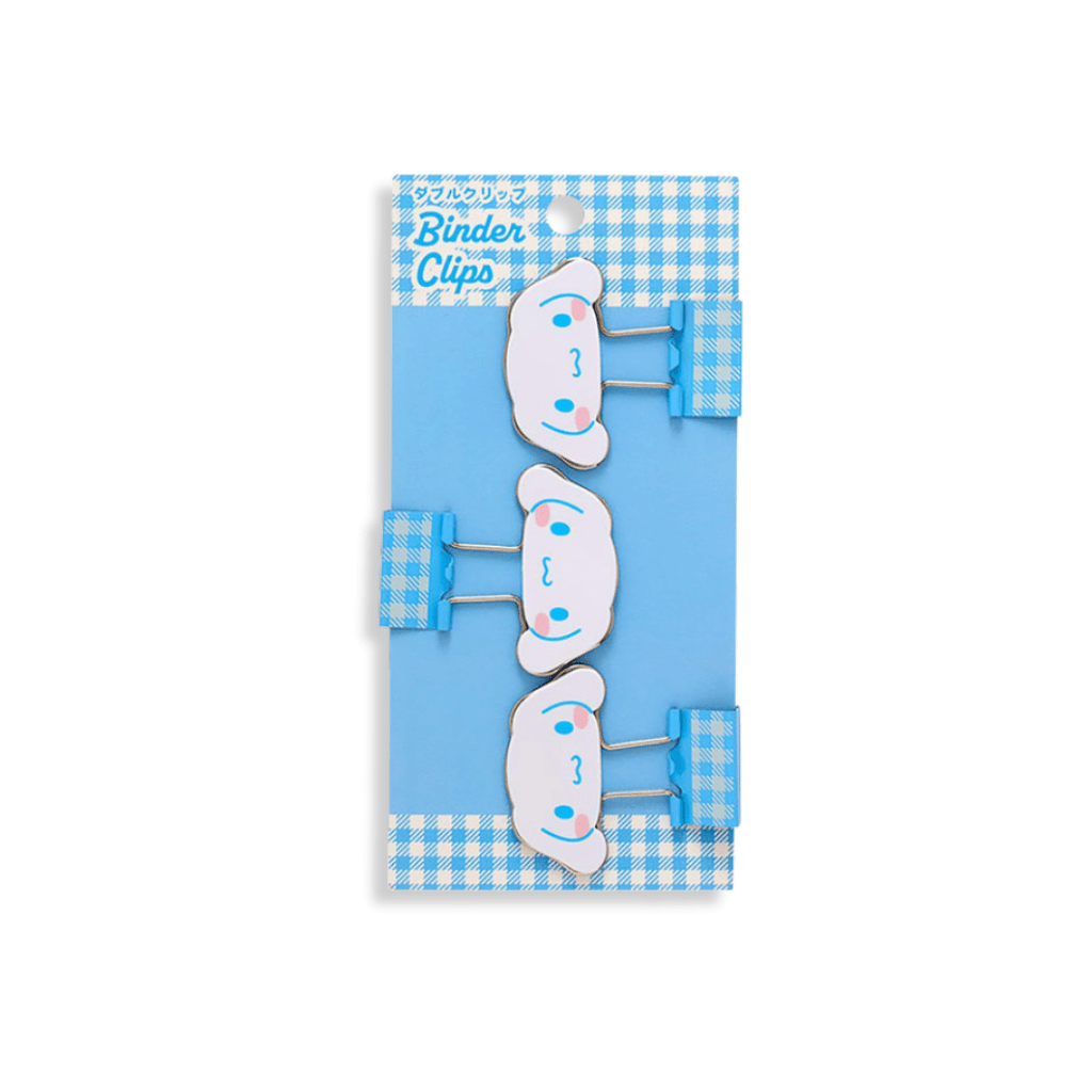 Sanrio Cinnamoroll Gingham Binder Clips 3 - pcs Set - Twinkle Glory