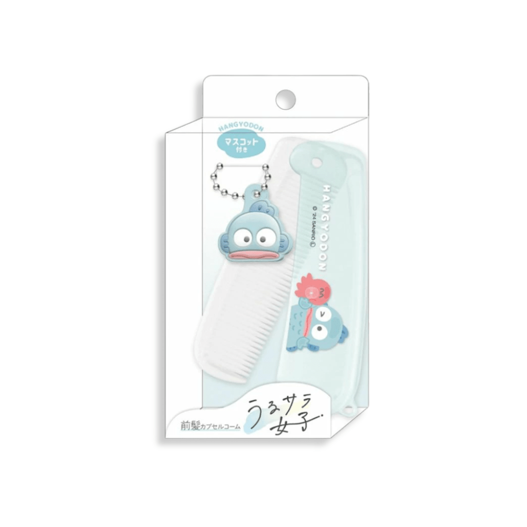 Sanrio Hangyodon Folding Travel Comb with Mascot Charm - Twinkle Glory