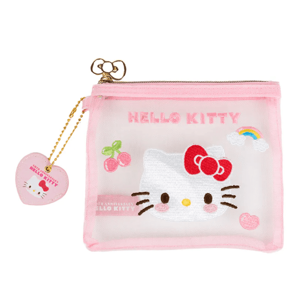 Sanrio Hello Kitty 50th Anniversary Pink Gingham Flat Pouch - Twinkle Glory