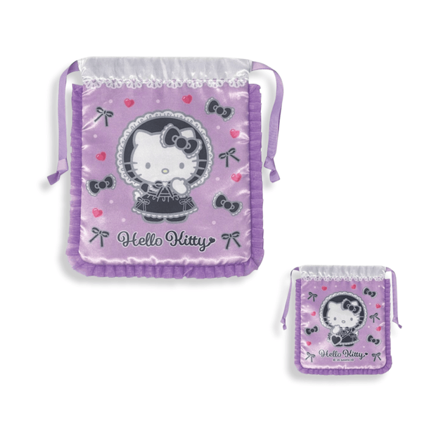 Sanrio Hello Kitty Black Lolita Ruffle Drawstring Bag - Twinkle Glory