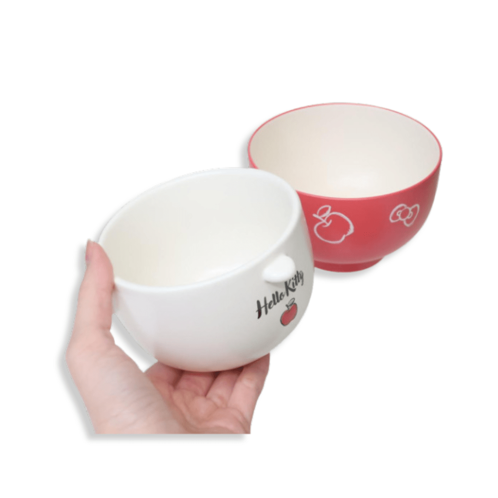 Sanrio Hello Kitty Ceramic Tea Bowl & Melamine Soup Bowl Set - Twinkle Glory