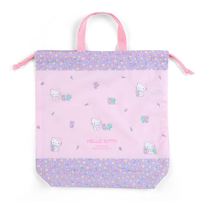 Sanrio Hello Kitty Floral Pattern Drawstring Bag with Handle - Twinkle Glory