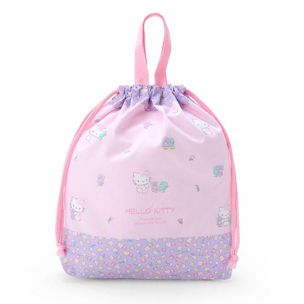 Sanrio Hello Kitty Floral Pattern Drawstring Bag with Handle - Twinkle Glory