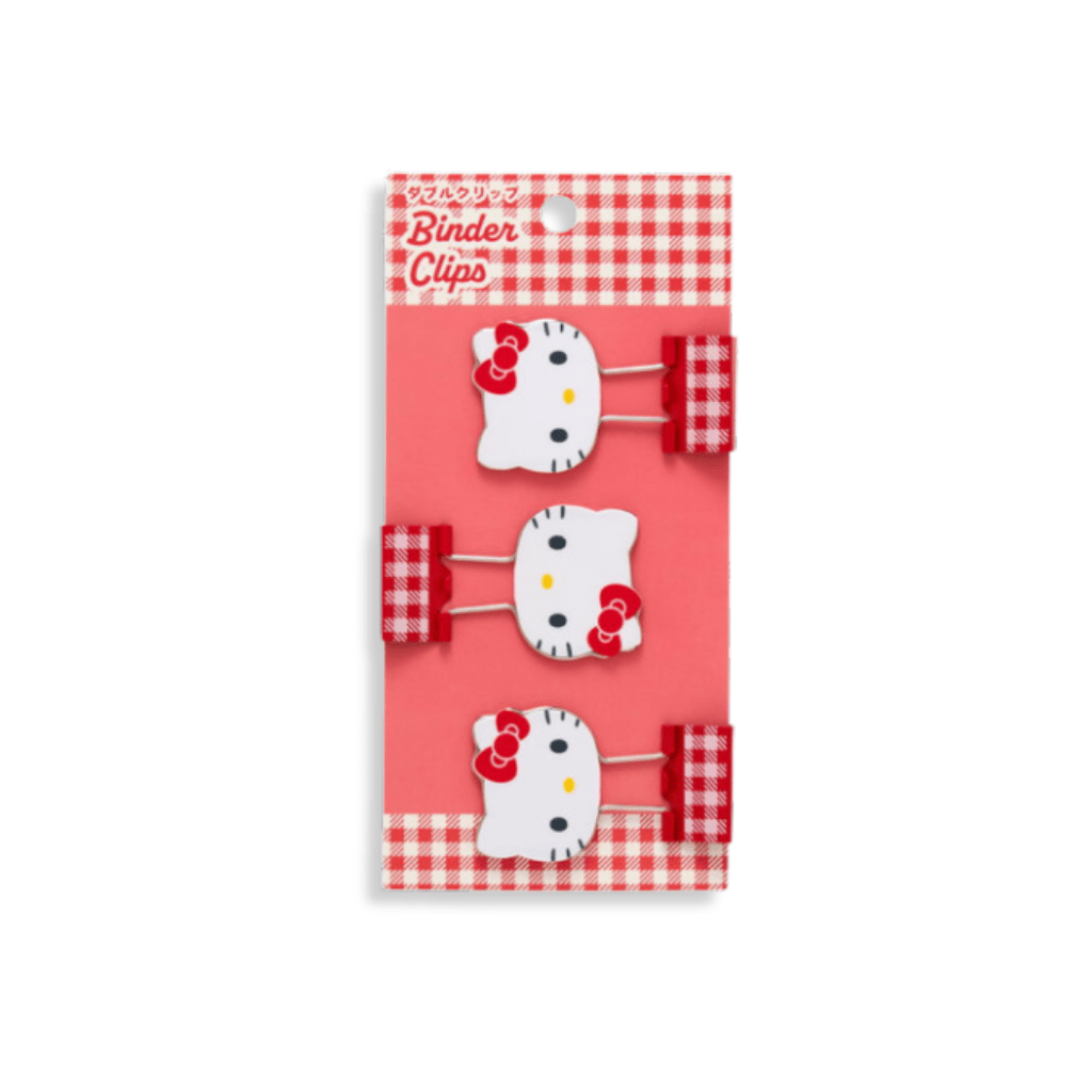 Sanrio Hello Kitty Gingham Binder Clips 3 - pcs Set - Twinkle Glory