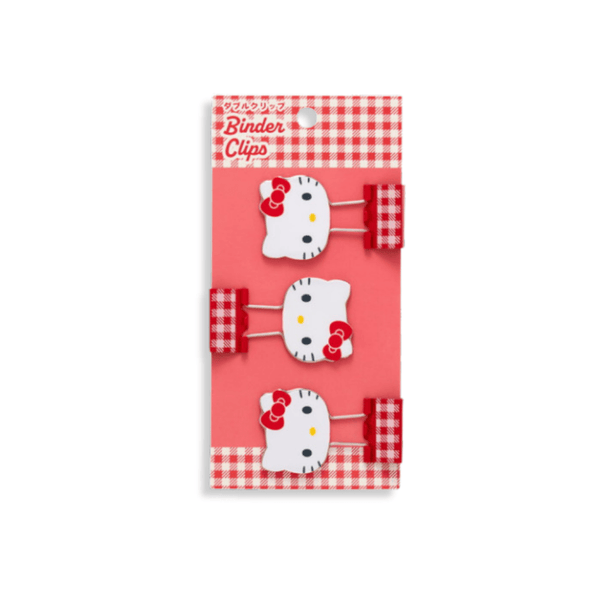 Sanrio Hello Kitty Gingham Binder Clips 3 - pcs Set - Twinkle Glory