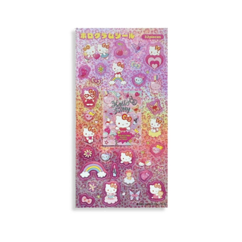 Sanrio Hello Kitty Leopard Pink Glitter Hologram Sticker - Twinkle Glory