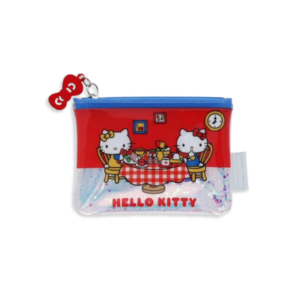 Sanrio Hello Kitty & Mimmy Glitter Afternoon Tea Clear Flat Mini Pouch - Twinkle Glory