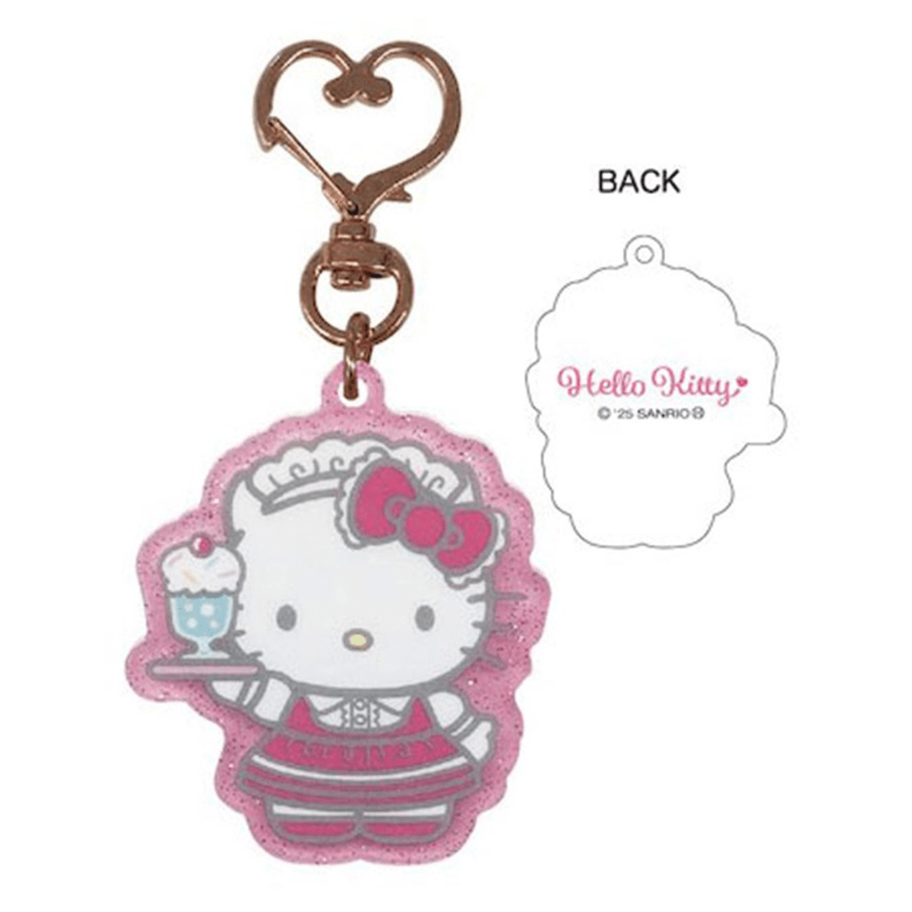 Sanrio Hello Kitty Pink Maid Glitter Acrylic Keychain - Twinkle Glory