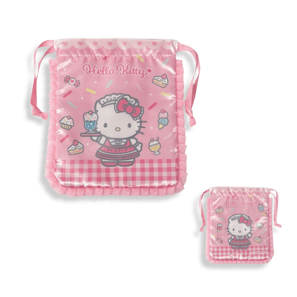 Sanrio Hello Kitty Pink Maid Ruffle Drawstring Bag - Twinkle Glory