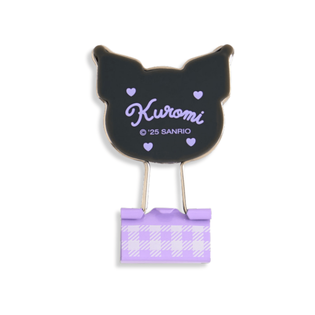 Sanrio Kuromi Gingham Binder Clips 3 - pcs Set - Twinkle Glory