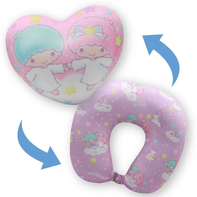 Sanrio Little Twin Stars Heart Shape Reversible Cushion & Neck Pillow - Twinkle Glory