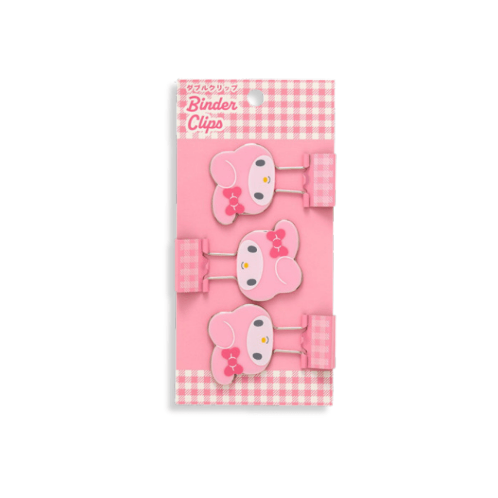 Sanrio My Melody Gingham Binder Clips 3 - pcs Set - Twinkle Glory